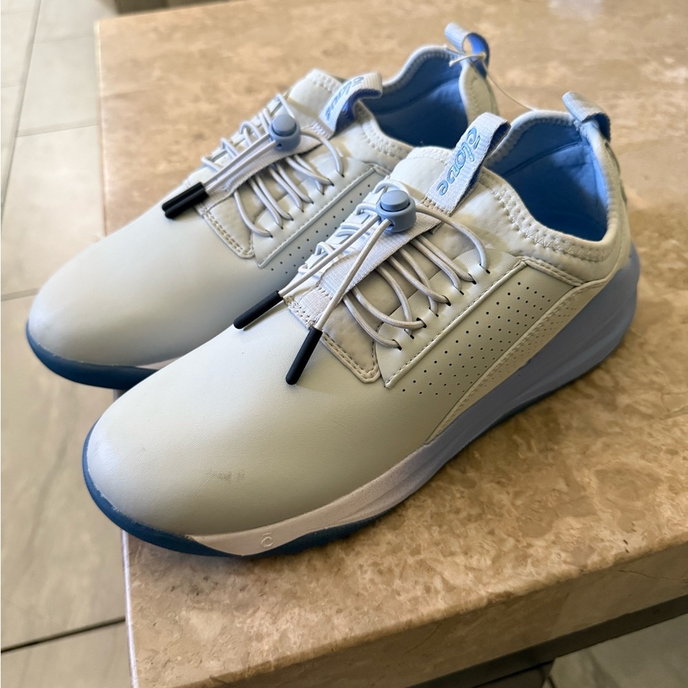 White and Blue Streamlined Sneakers with Cushioned Midsole - Picture 9 of 13